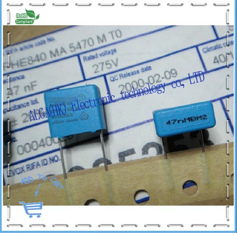 

Indonesia PHE840 X2 safety film capacitor 0.047 uf and nf / 275 vac P = 10 mm