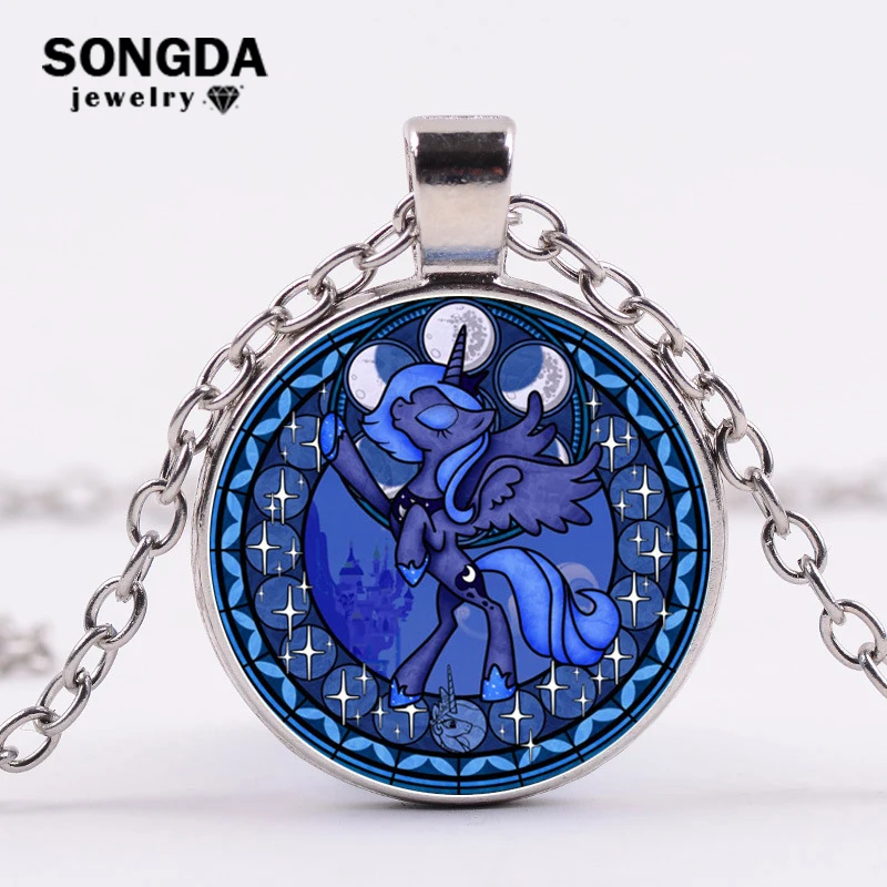 

SONGDA My Little Horse Baoli Necklace Princess Luna Pадуга дэш Glass кабашоны принцессы Gem Long Necklace for Child Girls Gift