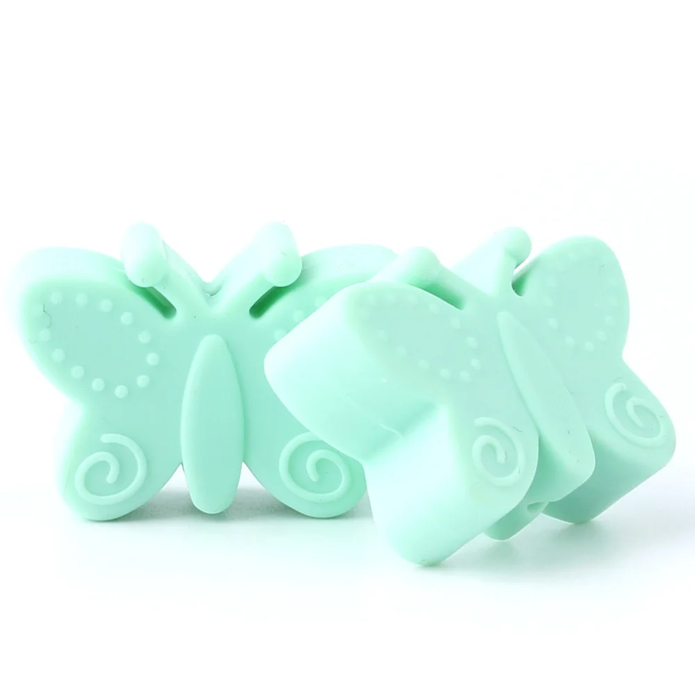 Mint Green KEEP& GORW 5 шт. силиконовые бусины с бабочкой BPA бесплатные Детские Прорезыватели для зубов Жевательная подвеска Прорезыватель игрушки DIY пустышка цепь аксессуар - Цвет: Mint Green