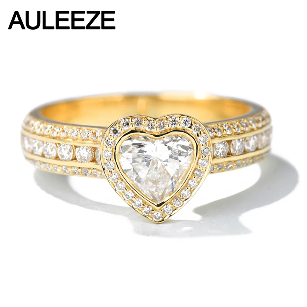 

Женское кольцо с бриллиантом AULEEZE, розовое золото 14 к в форме сердца, 1CT