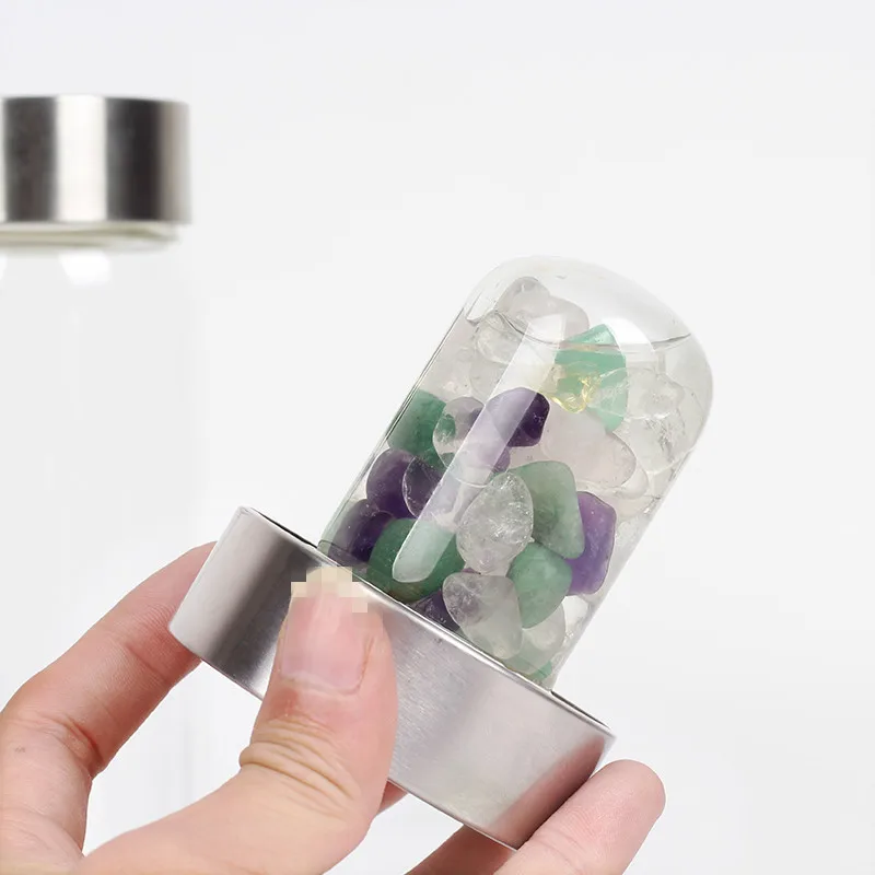 clear-fluorite-green Продукт с украшением в виде кристаллов кварца бутылка драгоценный камень Стекло бутылки с водой для гидротерапии здоровья чашки драгоценный камень бутылка для воды бутылка Energy для подарков - Цвет: clear-fluorite-green