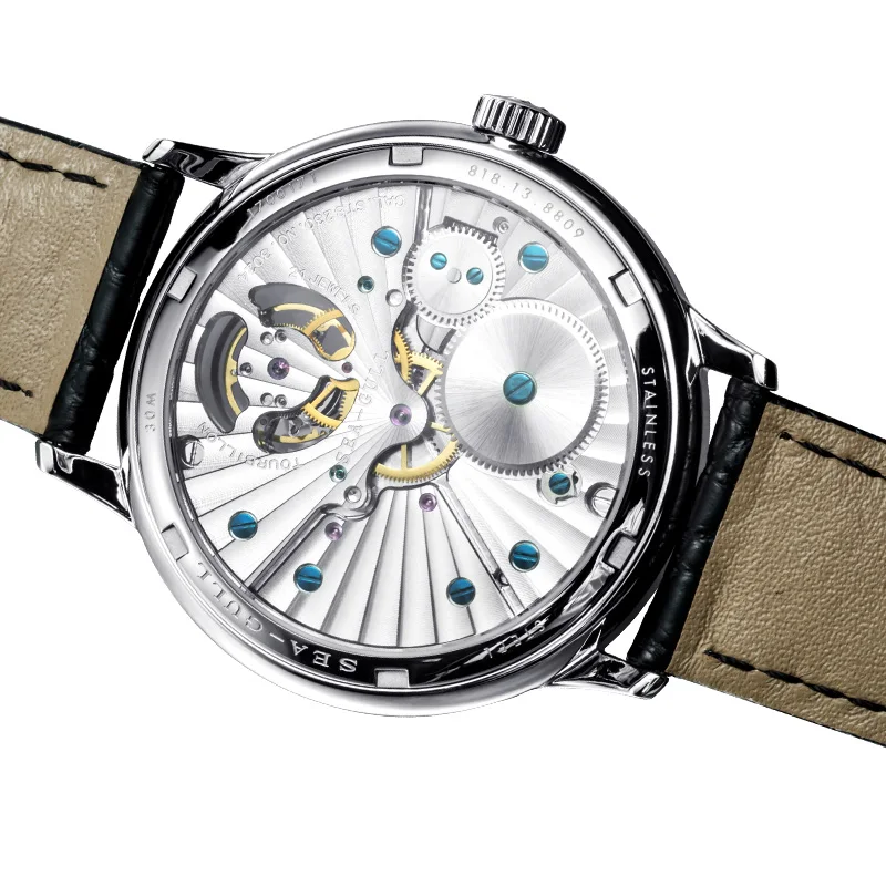 Наручные часы Seagull Tourbillon механические мужские из кожи аллигатора с оригинальным