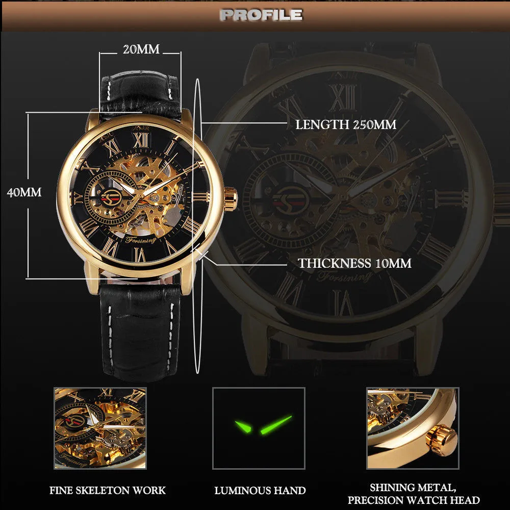 New Casual Luxury Watch Men 3D Hollow Engraving Case Stainless Steel Roman Numbers Skeleton Dial Mechanical Clock Gift WD | Наручные часы