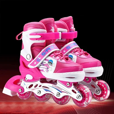 Pink EUR 34-37 Новинка года; роликовые коньки для детей и подростков; регулируемая моющаяся обувь для катания на коньках из искусственной кожи; 2 цвета - Цвет: Pink EUR 34-37