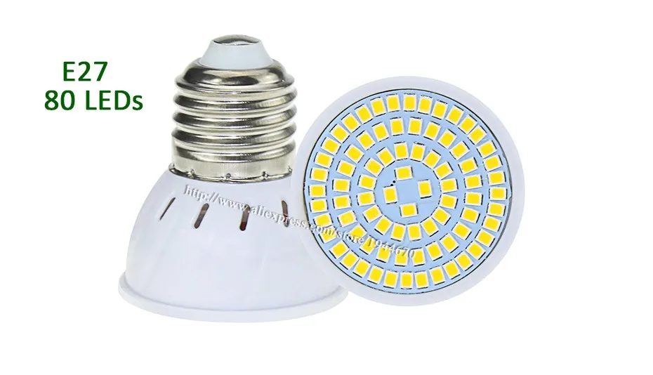 Светодио дный SMD 2835 E27 GU10 MR16 48 светодио дный 60 светодио дный 80 светодио дный лампа Lamparas светодио дный AC220V Spotlight Лампада де светодио дный холодной/теплый белый