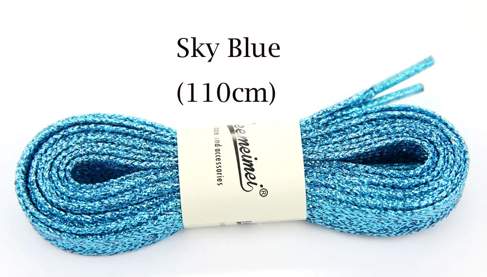 sky blue 10 париж Спорт золотого, серебряного цвета черный металлик золотой нитью шнурки круглые веревка шнурки для Открытый Восхождение Повседневное спортивные шнурки 110 см - Цвет: sky blue