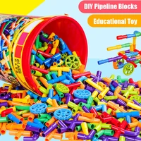 38 306pcs educational diy water pipe building blocks assembling pipeline tunnel plastic blocks toys for children gifts