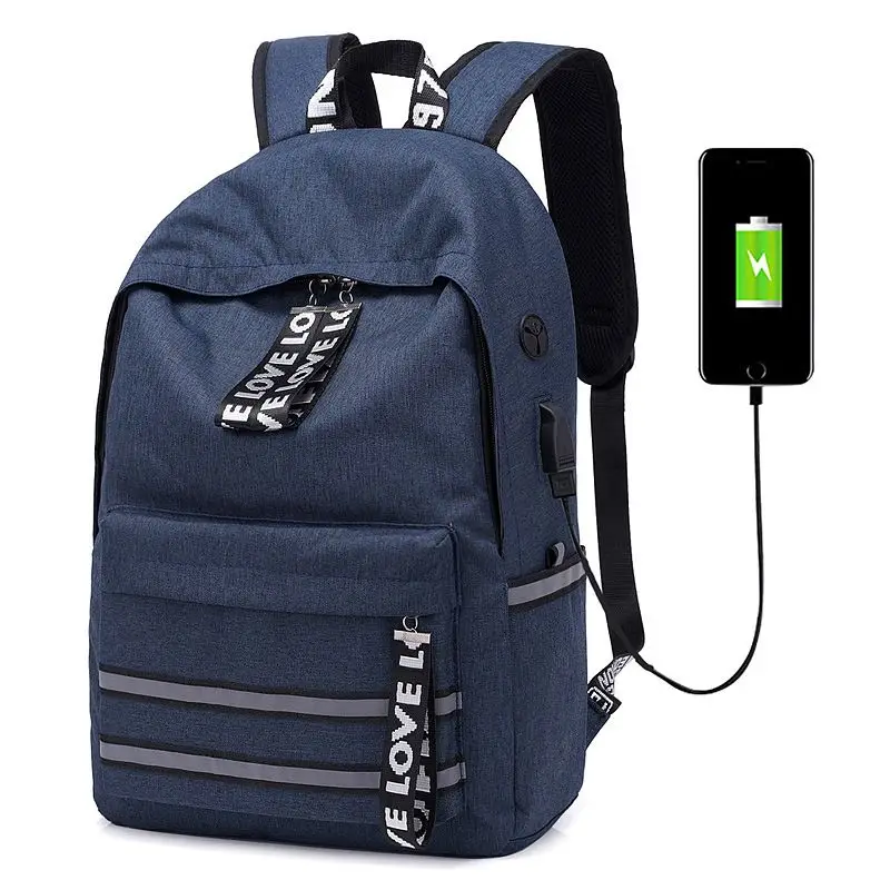 Холст Унисекс Рюкзак usb зарядка школьный рюкзак качество Путешествия Школьные