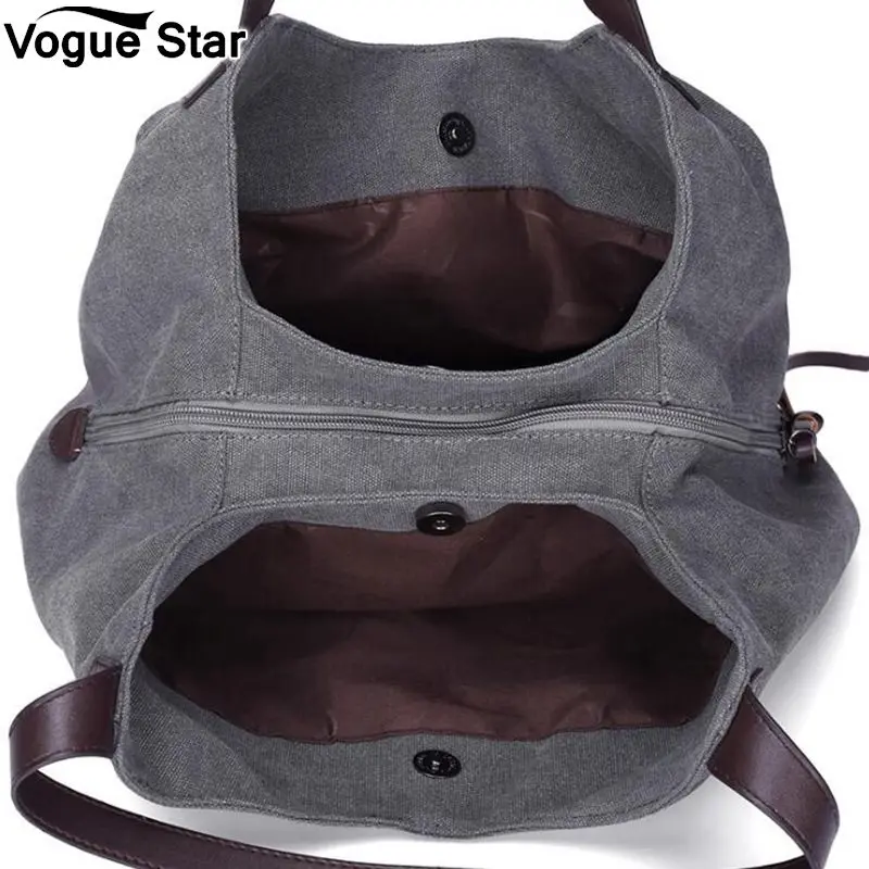 

Women's Canvas Handbags High Quality Female Hobos Single Shoulder Bags Vintage Solid Multi-pocket Ladies Totes Women Bolsas M13