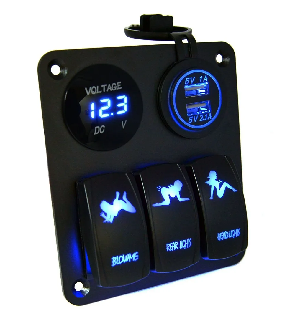 Водонепроницаемая трехклавишная панель переключателя + 12 В светодиодный