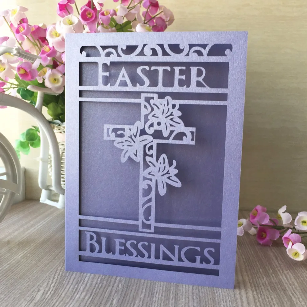 45 шт. пригласительные открытки с крестиком и цветком пасхальное празднование