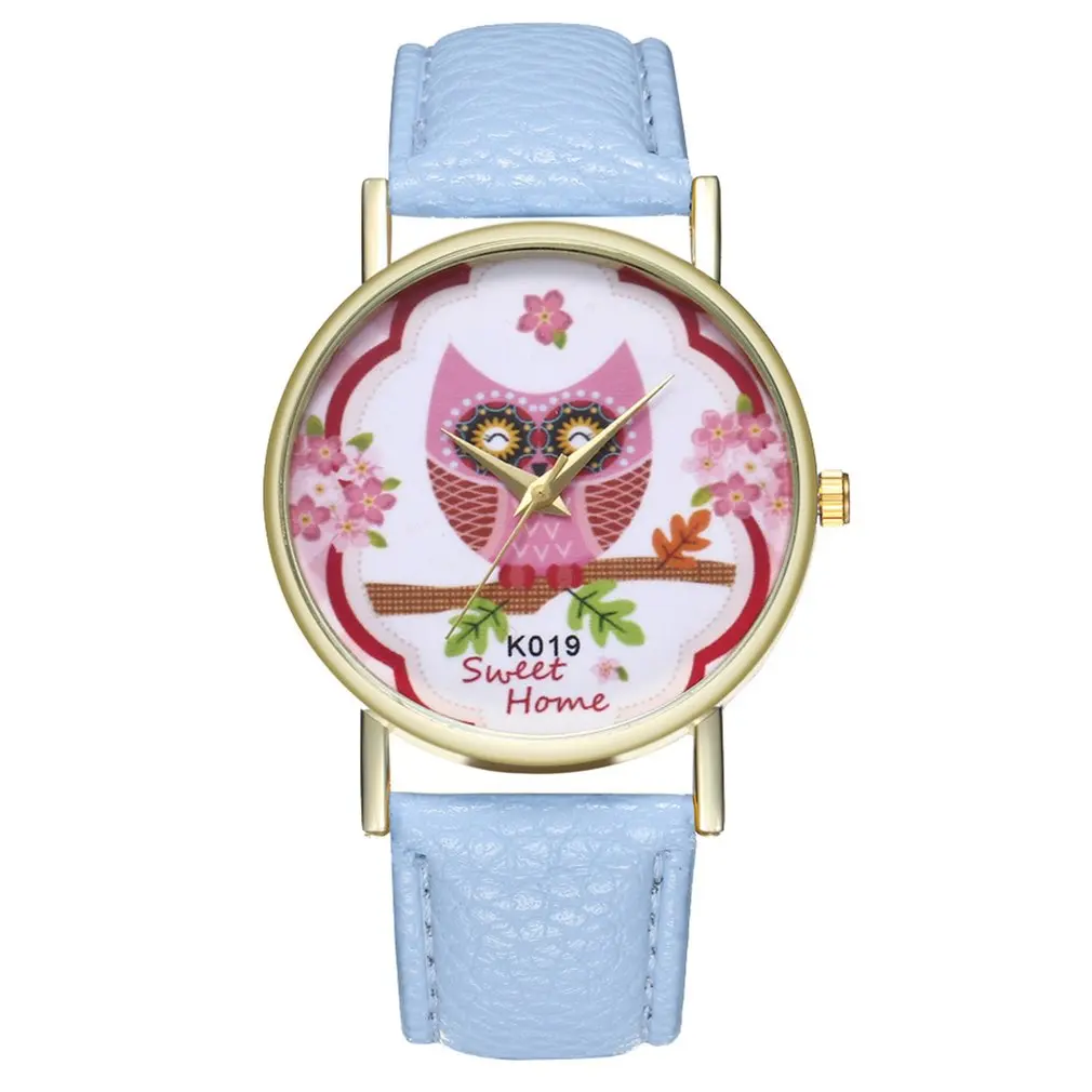 Новые женские кварцевые часы с рисунком Совы сакуры личи кожаный ремешок круглый