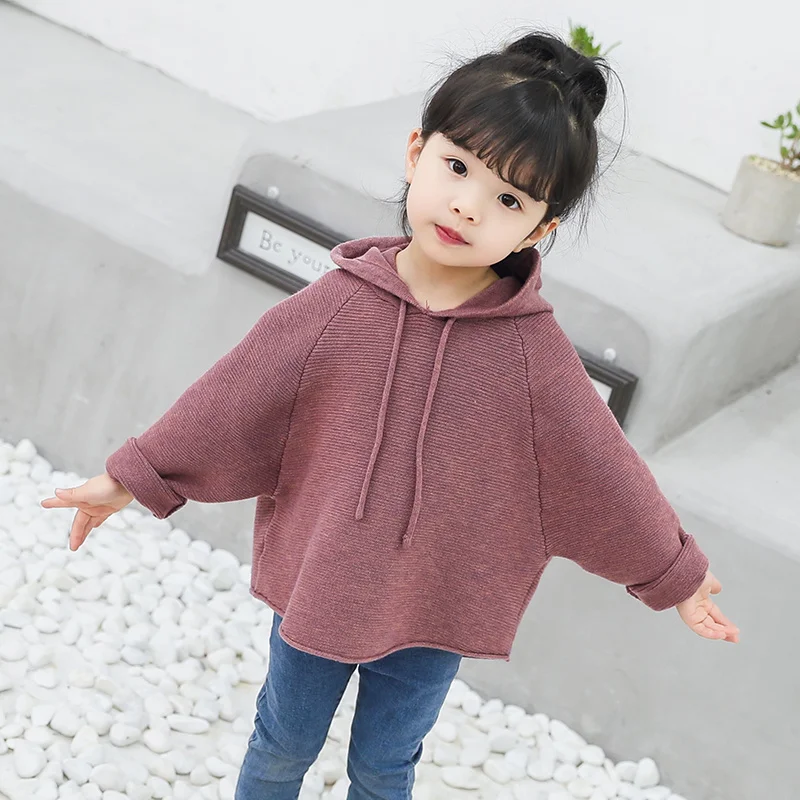 2019 Новое поступление свитер с рукавами летучая мышь для маленьких девочек