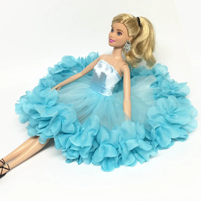 Синее многослойное платье для куклы Барби цельные платья вечерние одежда с
