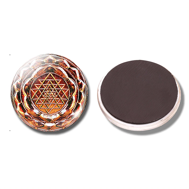 Sri Yantra 30 мм магнит на холодильник античный Мандала для йоги стеклянный купол
