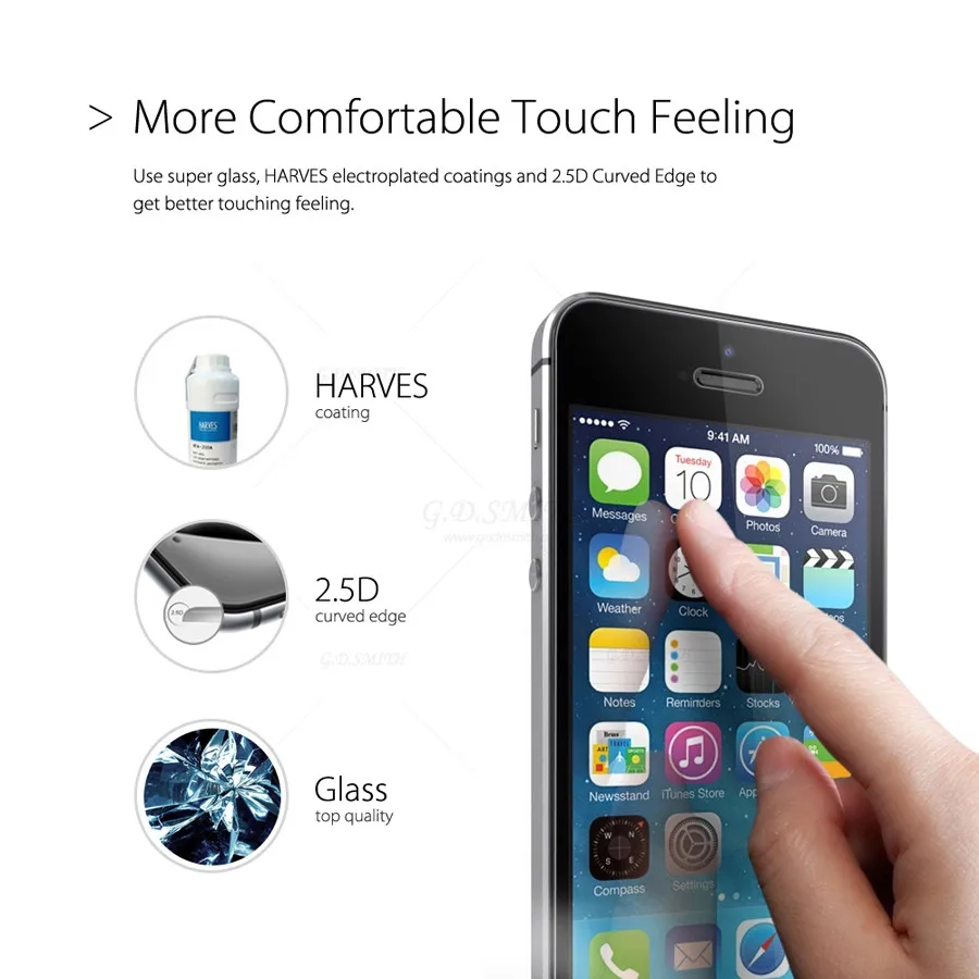 Ультратонкое закаленное стекло 0 3 мм 9 H для iPhone aifon i phone 4 4s 5 5S 5c 6 S plus 7 8 X 2.5d Защитная