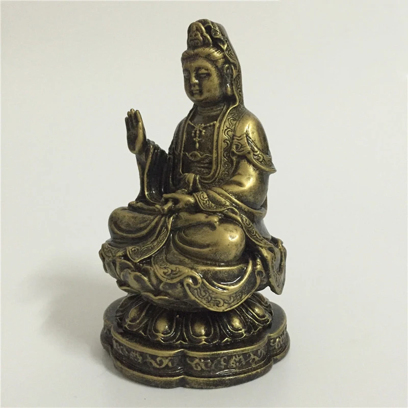 Китайская статуя Будды фэншуй Гуань Инь бронзовая резьба по цвету квань Будда
