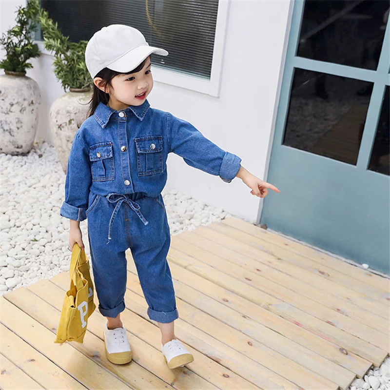 2019 новые комплекты одежды для маленьких девочек весенние джинсовые топы с