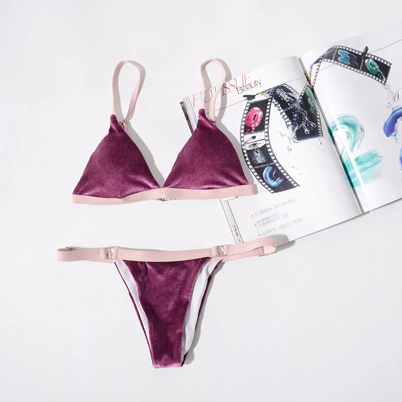 Сплошной Женский купальник бикини сексуальные стринги Холтер набор женский