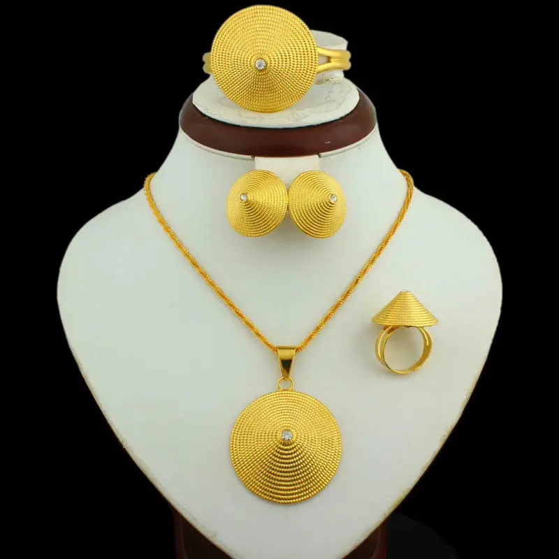 Эфиопские Ювелирные наборы ожерелье/серьги/Подвеска/браслет/кольцо цвета 24