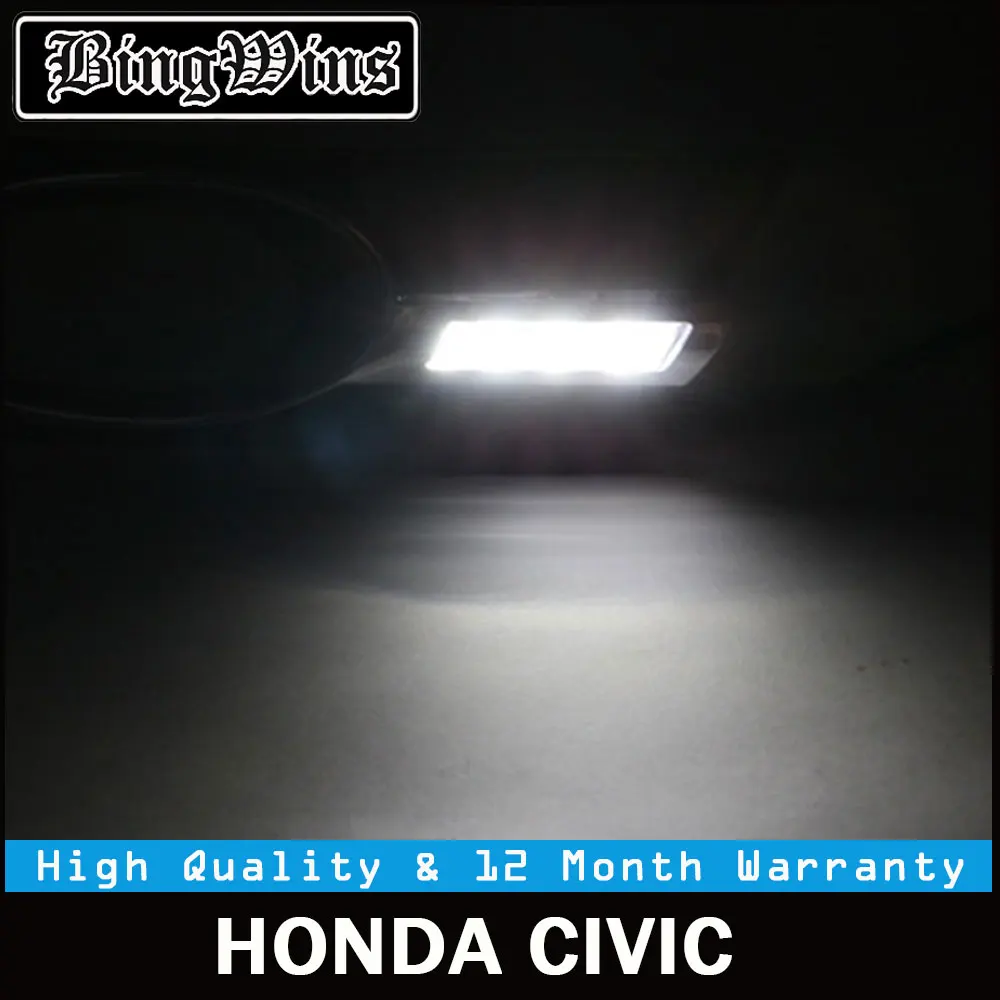 

Car Daytime Running Lights Kits For Honda Civic LED DRL 2011-2014 Civic 9TH 9th LED Fog Light Cover Frame with white lights