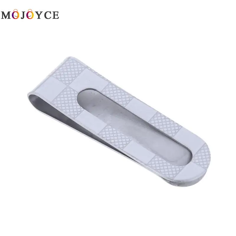 

Stainless Steel Money Elastic Clip Plaid Pattern Wallet Card Folder Money Clips
