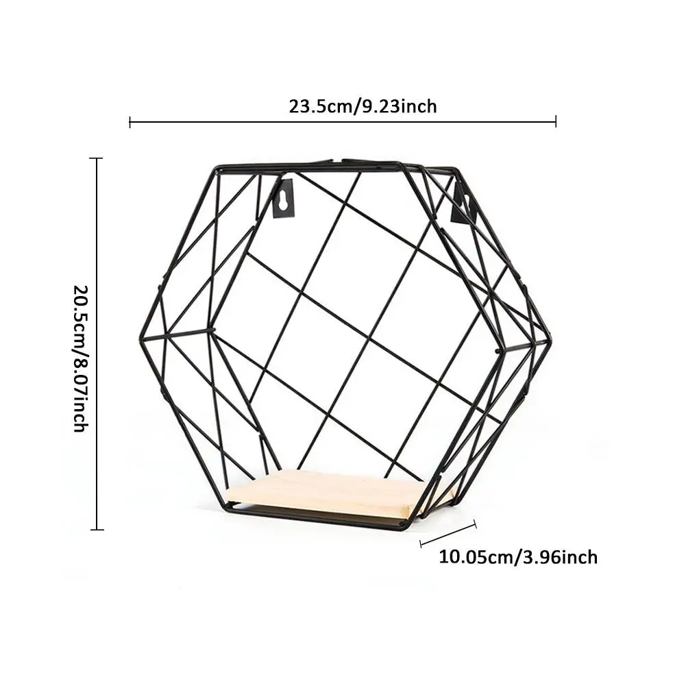 Small size B Деревянный железный художественный шестигранник в скандинавском стиле, современный стиль, стеллаж для хранения, настенный тип, Домашний Органайзер, держатель для полки, инструмент для украшения дома - Цвет: Small size B