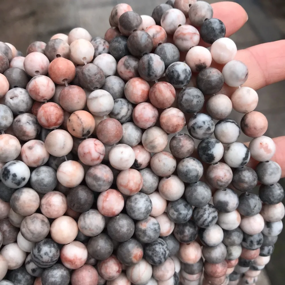 

Natural Pink Zebra Jaspers Stone Round Beads for Jewelry Making DIY Bracelet Necklace Size 4-12mm 15" Loose Strand Spacer Beads