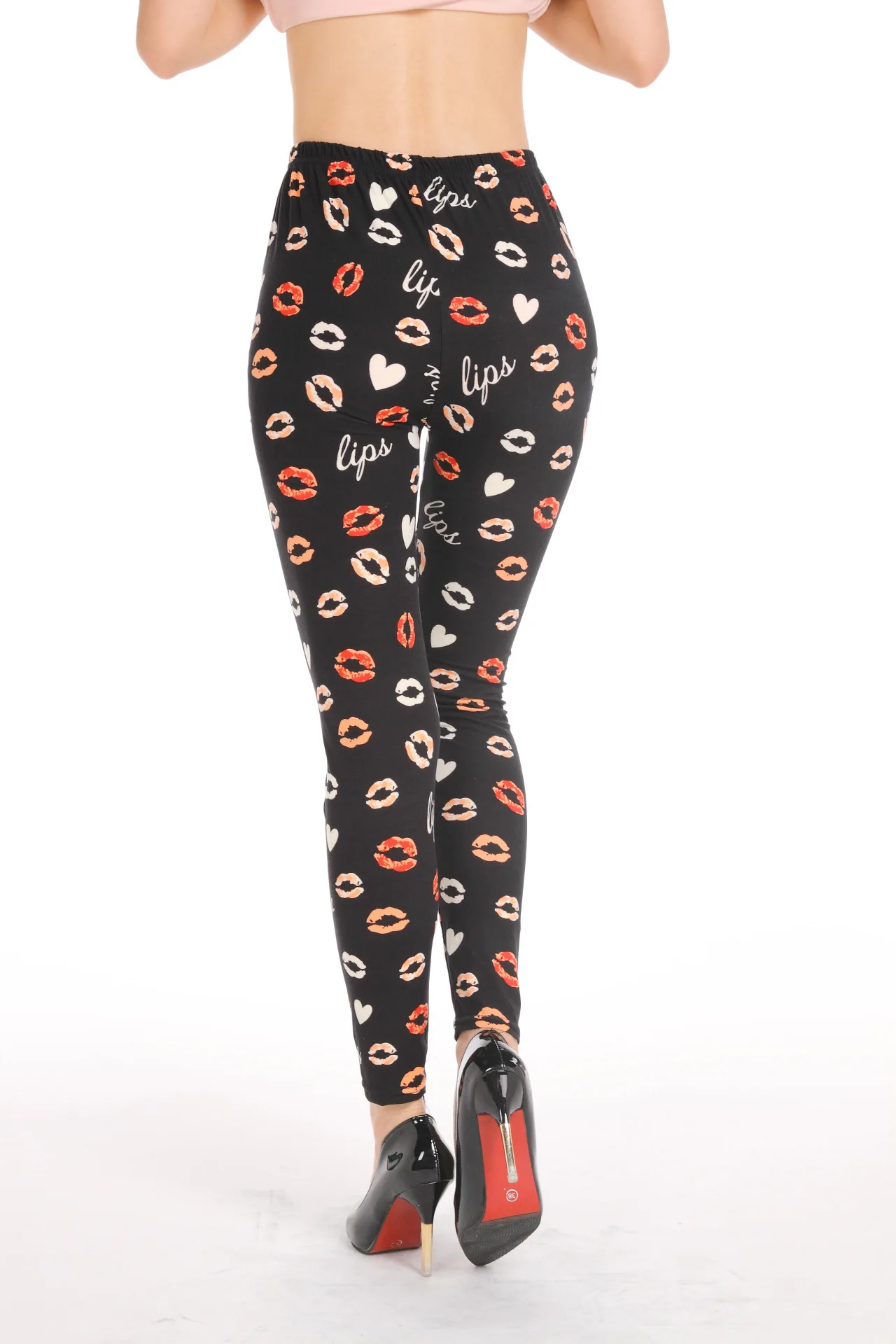 Godier леггинсы модные облегающие новые для женщин с цифровой печатью красные губы