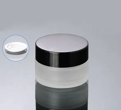 Hot 30G frosted glass cream jar with black lid ,glass 30 g frost cream jar, round Cosmetic Packaging glass bottle Cosmetic Jar