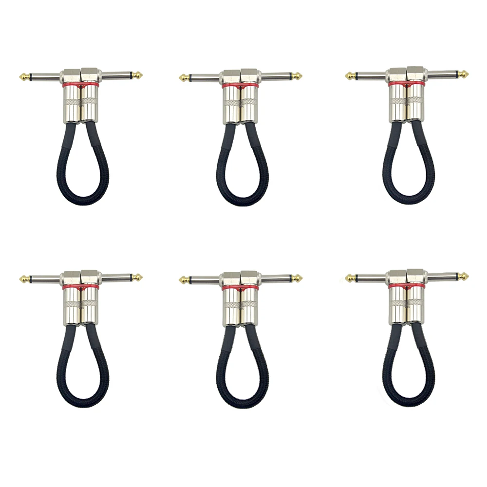 Cabo de Pedal de Guitarra Cabo de 15 6.35m de Comprimento com 1 40cm 4 Cabeças mm Dourado Ângulo Reto Plugue Preto Tecido 6 x – 21 30cm