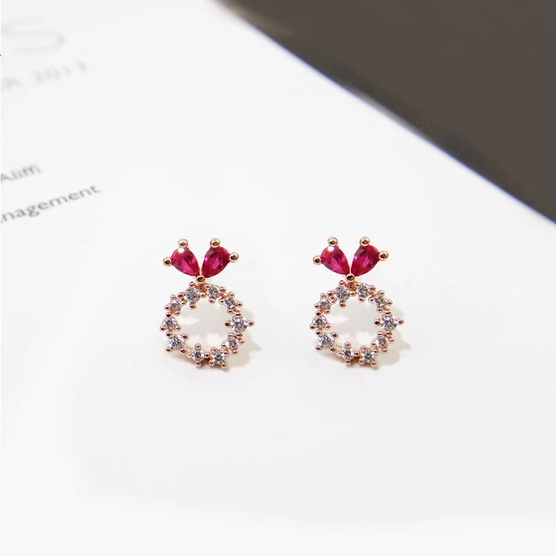 Liber Aedon Korea Women Drop Earrings 925 Sliver CZ Crystal Coloured circle Pendant Woman Fashion Jewelry In Gift Box | Украшения и