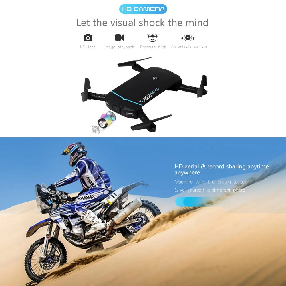Мини карманный селфи Дрон с камерой HD складной Rc Квадрокоптер вертолет Wifi FPV VS H37