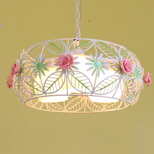 

Korean restaurant bedroom garden style iron flower pendant light