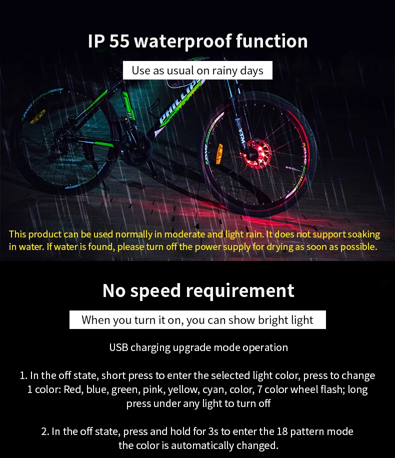 7 цветов велосипедные концентраторы огни водонепроницаемый USB подзарядка MTB дорожный велосипед передние/задние спицы колеса украшения лампы велосипедные аксессуары
