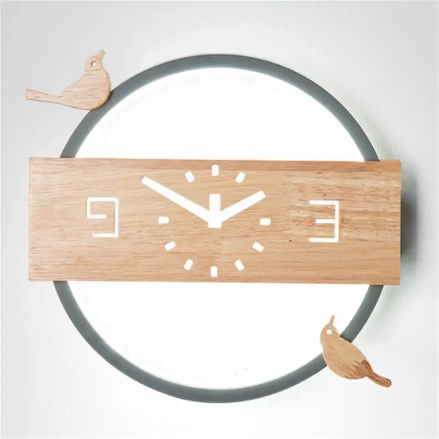 Скандинавский деревянный круглый светодиодный настенный светильник в виде