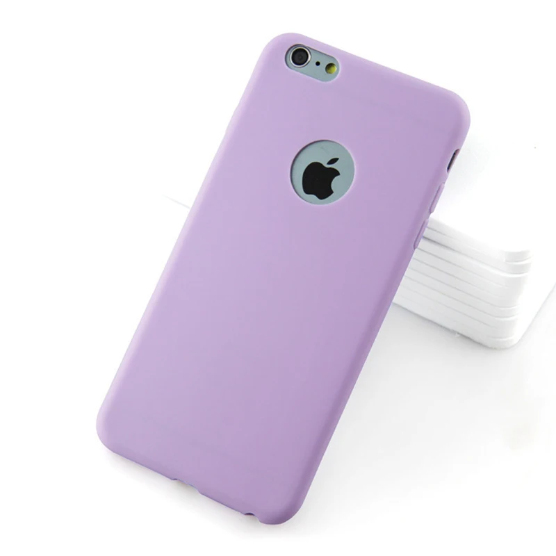 С отверстием для логотипа, силиконовый чехол для iPhone 5 5S se, 6, 6s, 7, 8 Plus, карамельный цвет, мягкий ТПУ чехол для iPhone X, XR, XS, Max, чехол для телефона