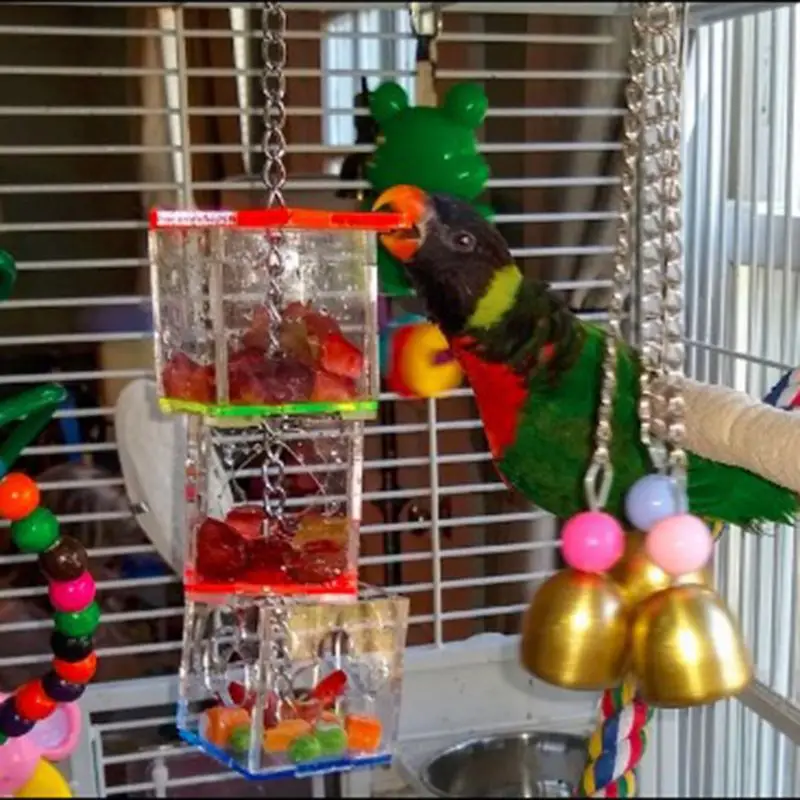 

Parrot Bite Toys Acrylic Hexagonal Star Multi-layer Foraging Box Bowl Medium Bird Food Rack