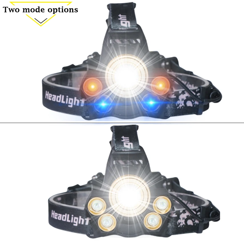 Винтовой фокус белый/Буле/желтые огни привели фары usb перезаряжаемые 18650 батарея