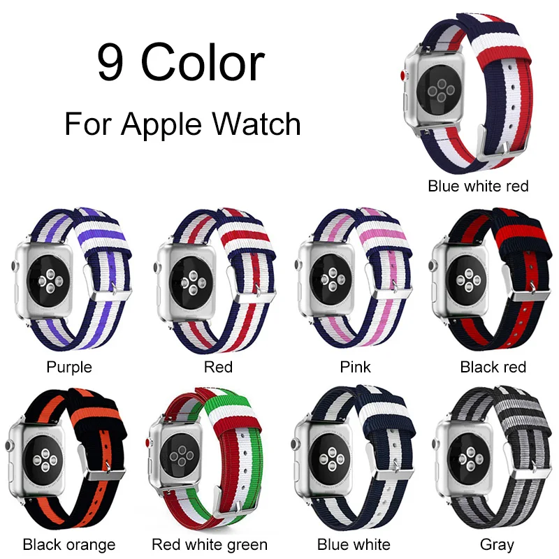 Полосатый нейлоновый ремешок для Apple Watch 4 3 2 1 петля браслет тканый iwatch 44 мм 40 38 42