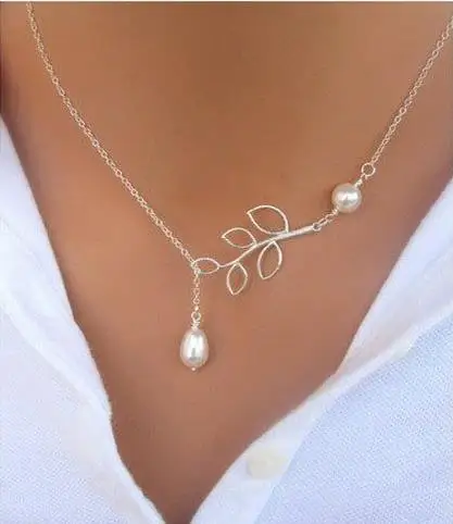 Новое ожерелье со сверкающими листьями 8 слов длинные жемчужные подвески и