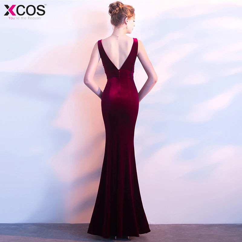 Новое Элегантное Длинное бордовое вечернее платье со стразами vestido de festa