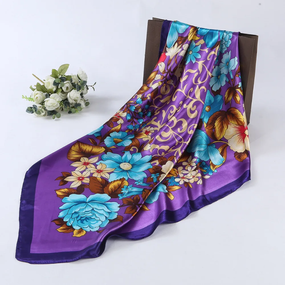 Весенняя мода дикие цветы свежий солнцезащитный шарф Шелковый женский 90*90 см