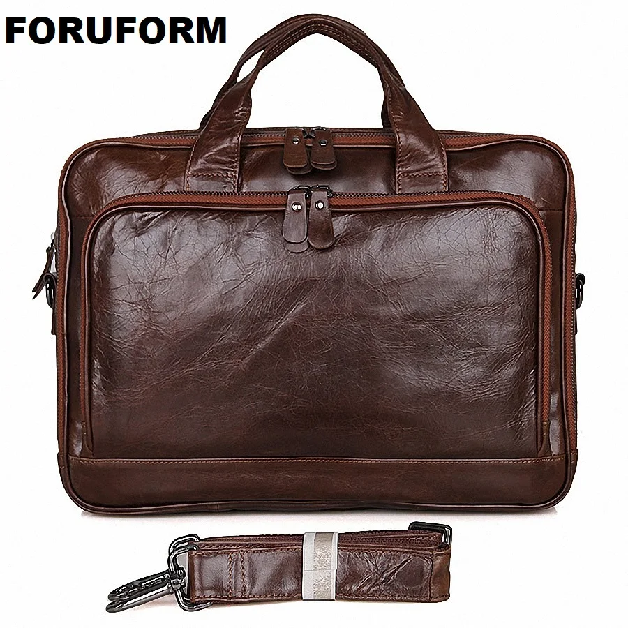 

Genuine Leather Men Messenger Bags Business 14 Inch Laptop Bag men's Briefcase Tote Shoulder Laptop men's Travel Handbag LI-1754