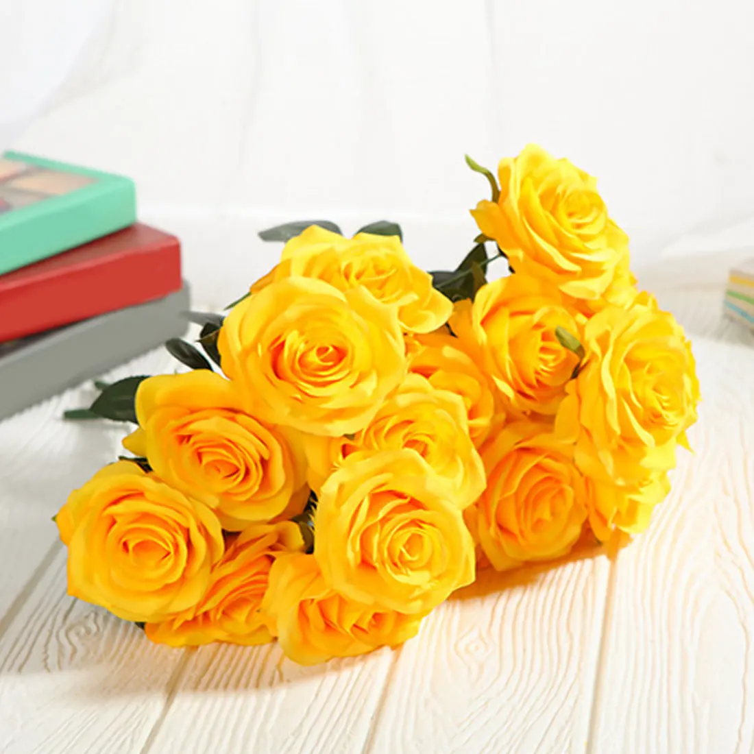 Yellow Искусственный шелк, 1 букет, 10 голов, французская Роза, цветочный букет, искусственный цветок, на стол, Маргаритка, свадебные цветы, Декор, вечерние, аксессуары, Флорес - Цвет: Yellow