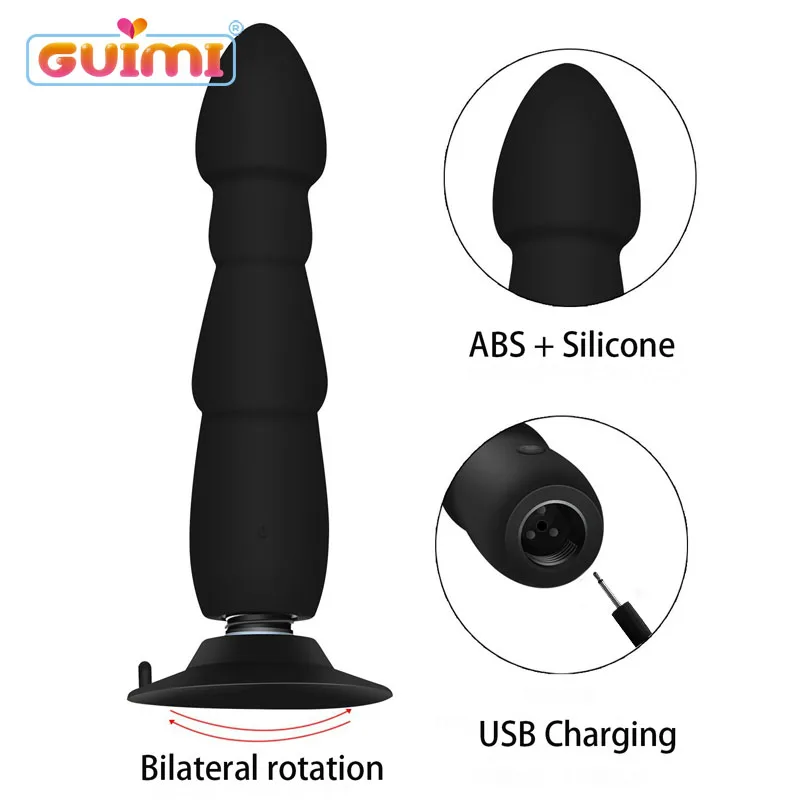 GUIMI Anal Plug Vibrator Wireless Remote Prostate Massager Suction Cup Male Masturbator Dildo Sex Toys for Adults |