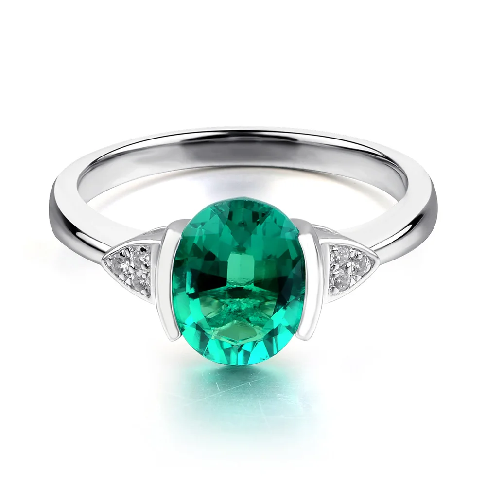 

Leige Jewelry Green Emerald Ring Engagement Promise Rings for Women Elegant Jewelry 925 Sterling Silver Anniversary Gift