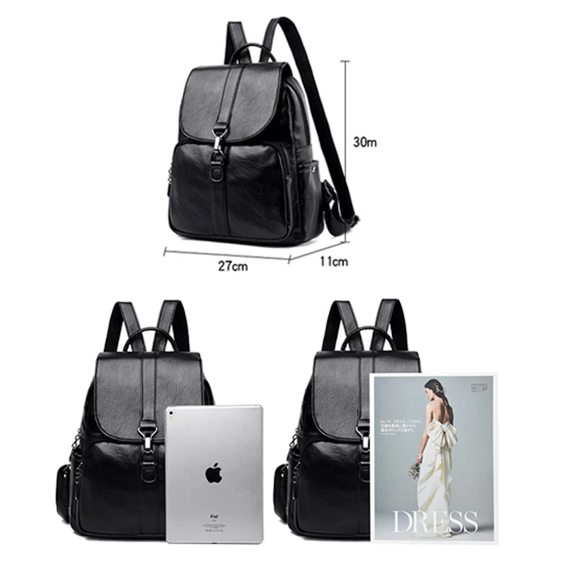 

2019 Fashion Large Capacity Leather Women Backpacks Students School Bags For Teenage Girls Travel Shoulder Bags Backpack Mochila