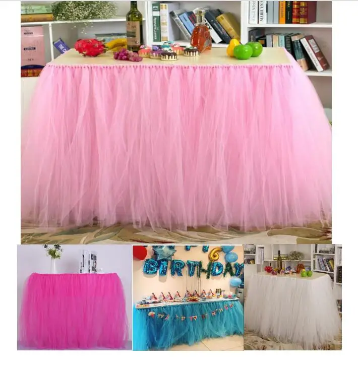 

Tulle Tutu Table Skirt Tulle Tableware for Wedding Decoration Baby Shower Party Wedding Table Skirting Home Textile FD015