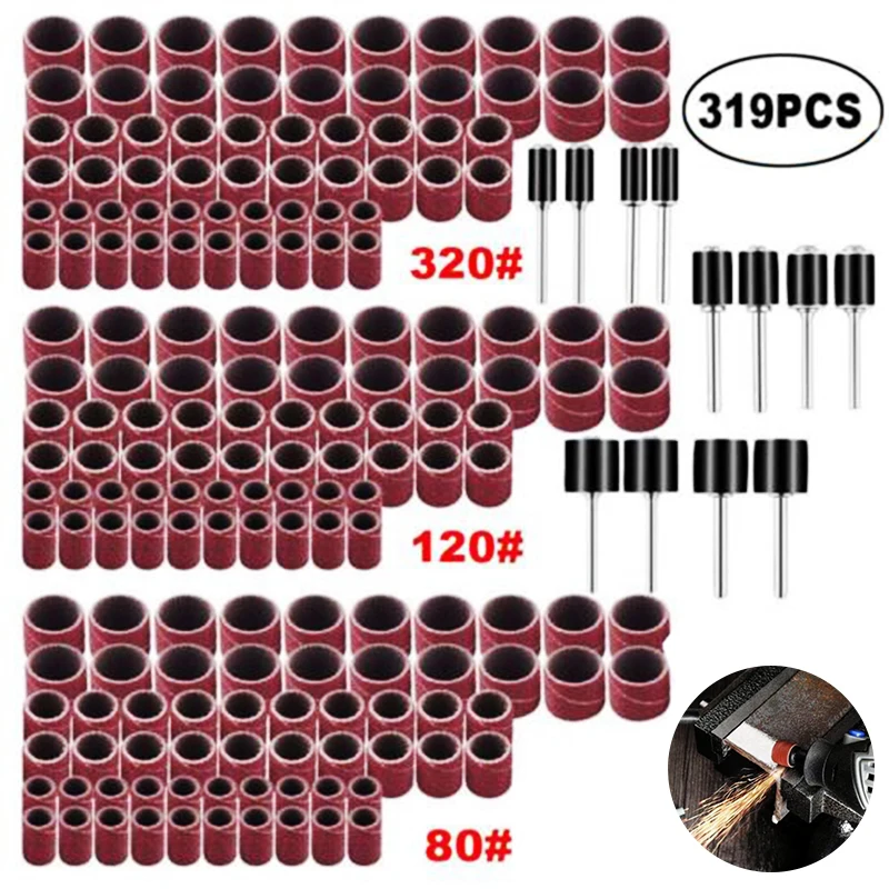 319 шт 1/4 &quot3/8&quot 1/2 &quotполоса 80 320 зернистая шлифовальная лента барабанный Набор для